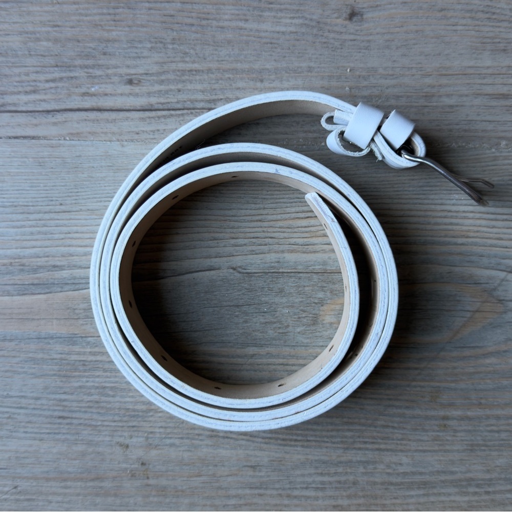 Ann Demeulemeester White Leather Belt with Debossed Logo